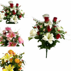 BOUQUET BOUTONS DE ROSE, LYS TIGRES - 60CM