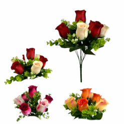 BOUQUET BOUTONS DE ROSE, GYPSO, EUCALYPTUS