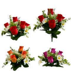 BOUQUET BOUTONS DE ROSE, MARGUERITE, EUCALYPTUS