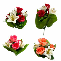 BOUQUET ROSES ET LYS - 30CM