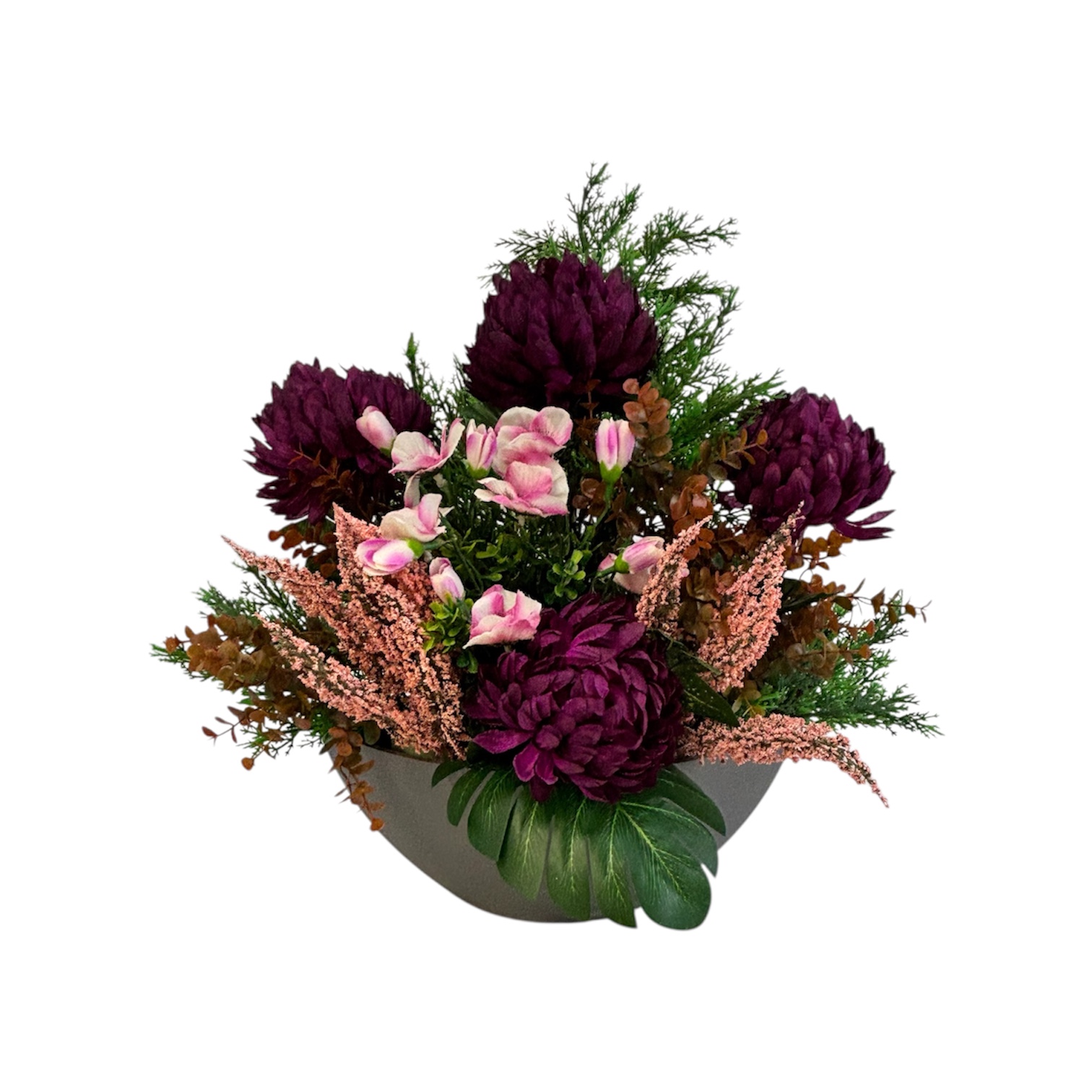 Toutes nos composition de Toussaint sont lestées au béton pour résister au vent.