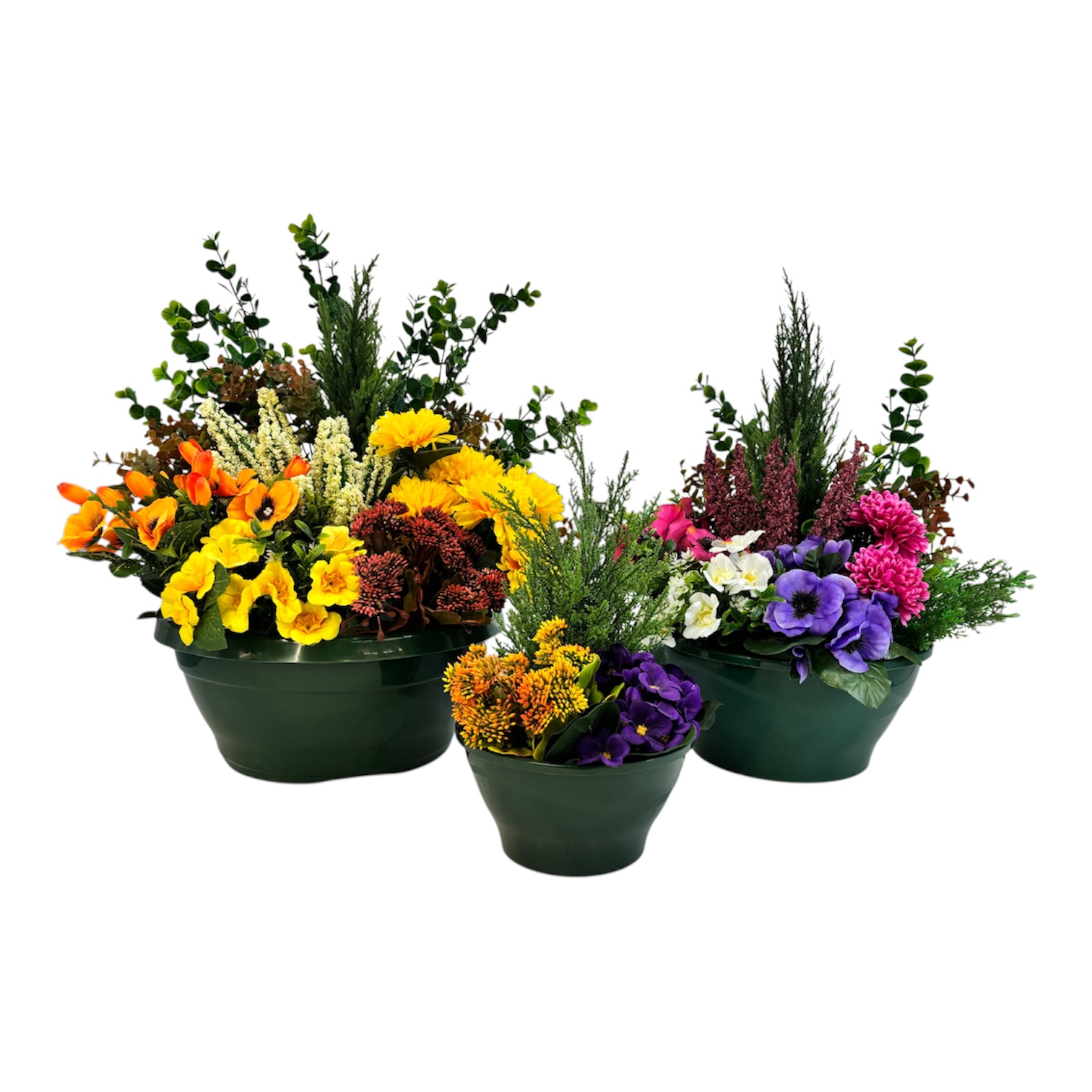 Toutes nos composition de Toussaint sont lestées au béton pour résister au vent.