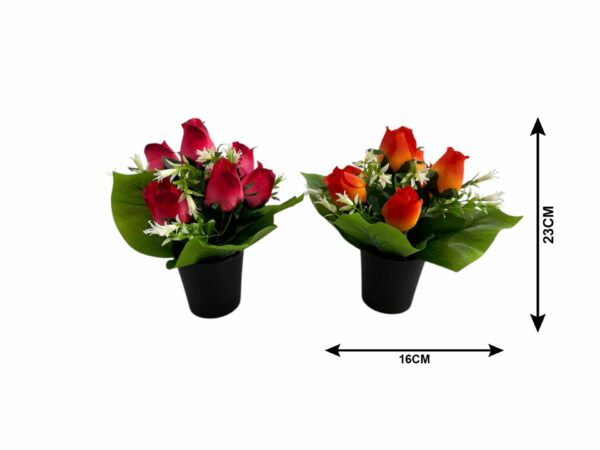 POT DE 7 BOUTONS DE ROSE H.23 X 16 CM