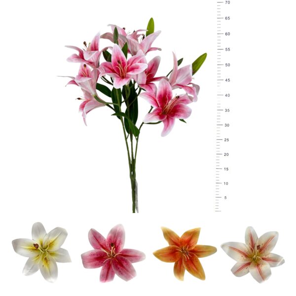 Bouquet de Lys ,9 fleurs, 3 boutons 65cm