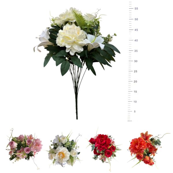 BOUQUET PIVOINES, ROSES, LYS