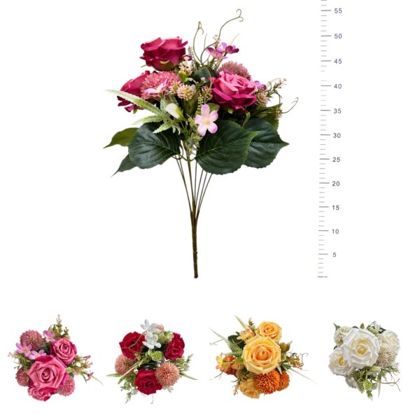 BOUQUET ROSES, ZINNIAS