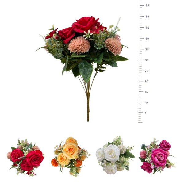 BOUQUET ROSES, ZINNIAS