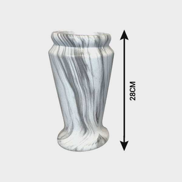 VASE FUNÉRAIRE BÉTON CIRÉ BLANC MARBRÉ H.28 CM D.15CM