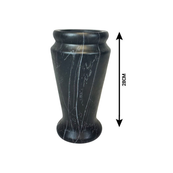 VASE FUNÉRAIRE BÉTON CIRÉ NOIR MARBRÉ H.28 CM D.15CM
