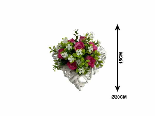 CŒUR ROTIN ROSETTES D.20CM H 15 CM