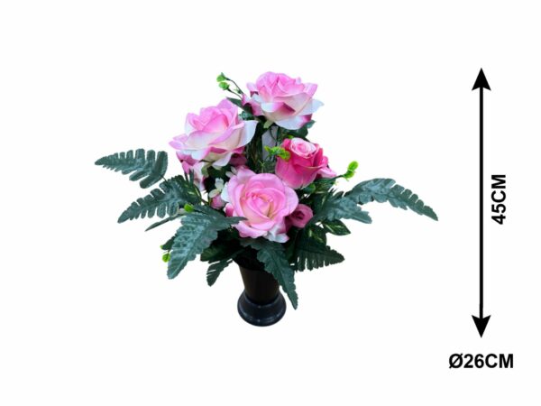 CÔNE ROSES, EUCALYPTUS, FOUGÈRES H45 X D26CM