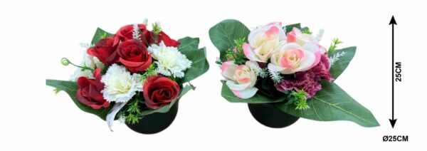 COMPOSITION ŒILLETS, ROSES H 25 X D.24 CM